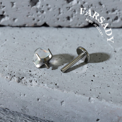Selene Orb - F136 Titanium Natural Moonstone Replacement Tops / Fits Internal Thread Ear Studs