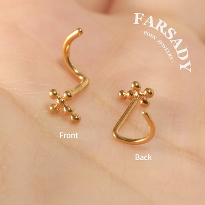 Sphere Cross  - F136 Titanium Screw End Stud / Fit 18G 20G Nose Ring