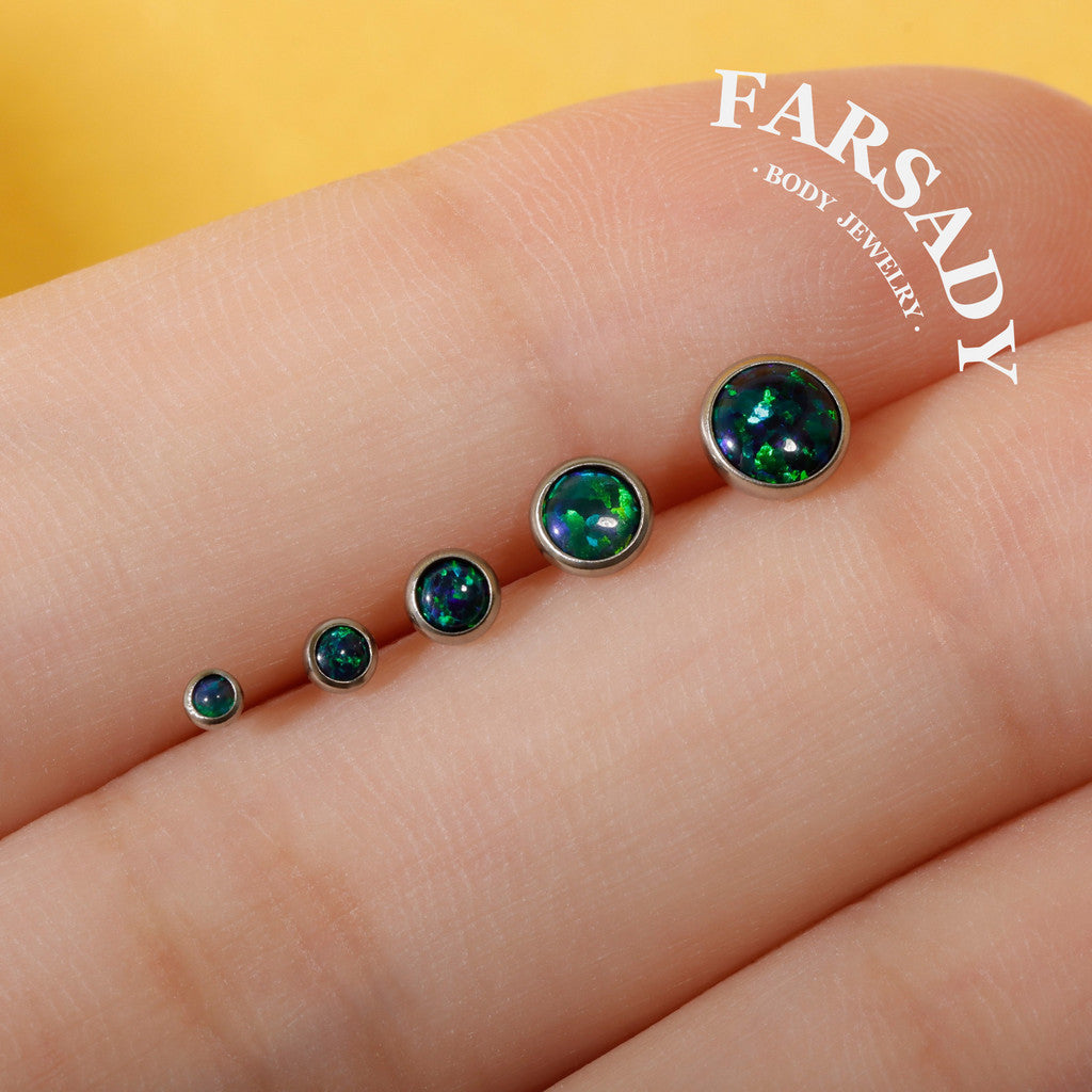 Gradient Color Opal - F136 Titanium Colorful Opal Replacement Tops / Fits Threadless Ear Studs
