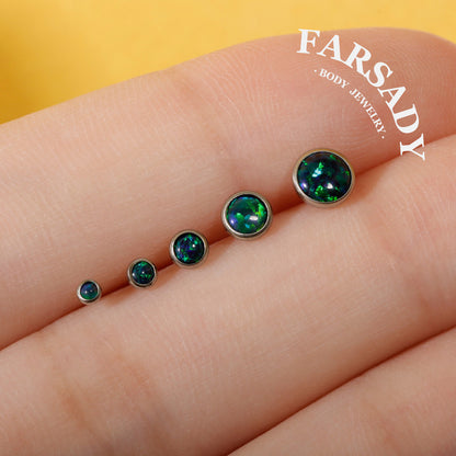 Gradient Color Opal - F136 Titanium Colorful Opal Replacement Tops / Fits Threadless Ear Studs