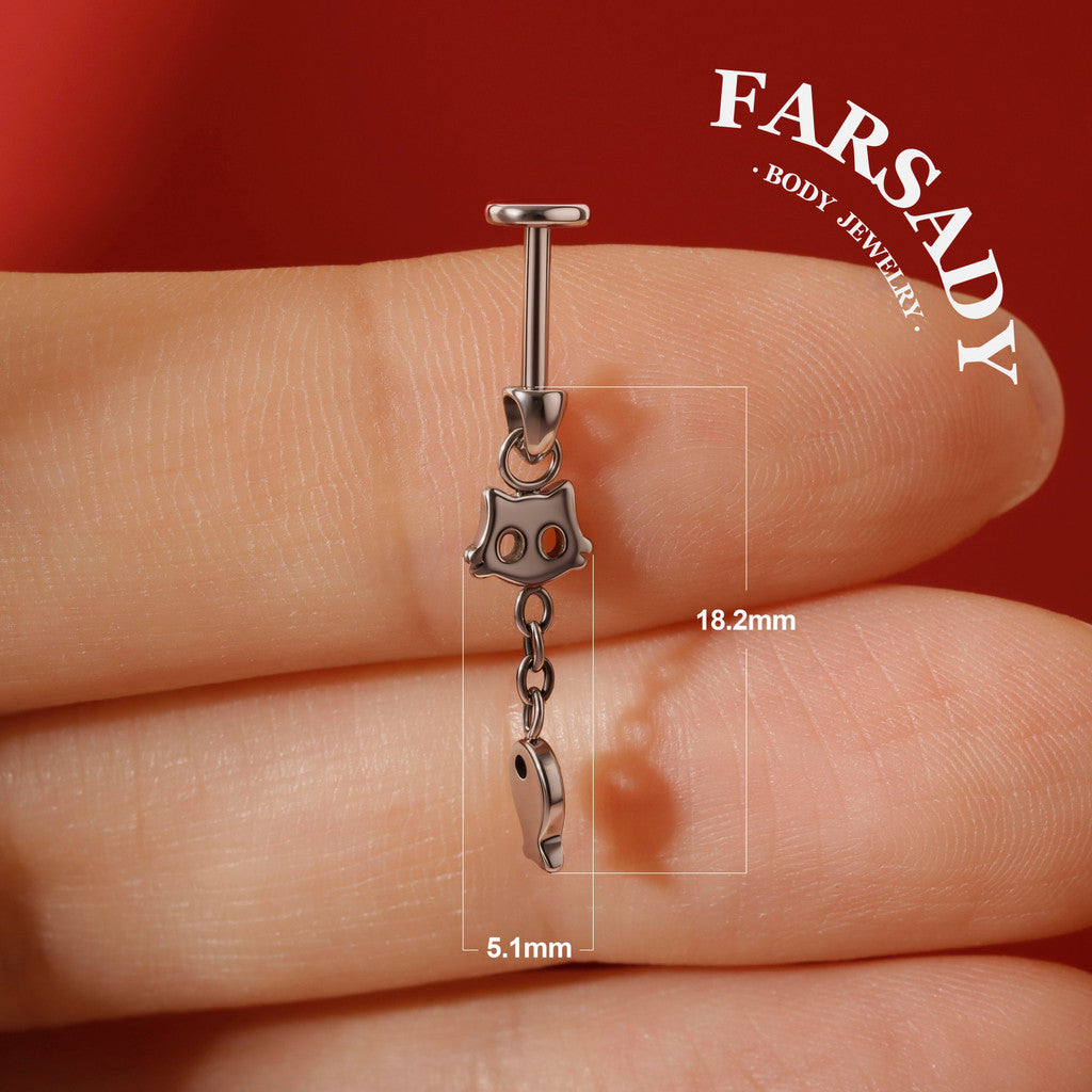 Cat Whim - F136 Titanium Internally Threaded Stud / Fits Vertical Helix Hidden Rook Earring