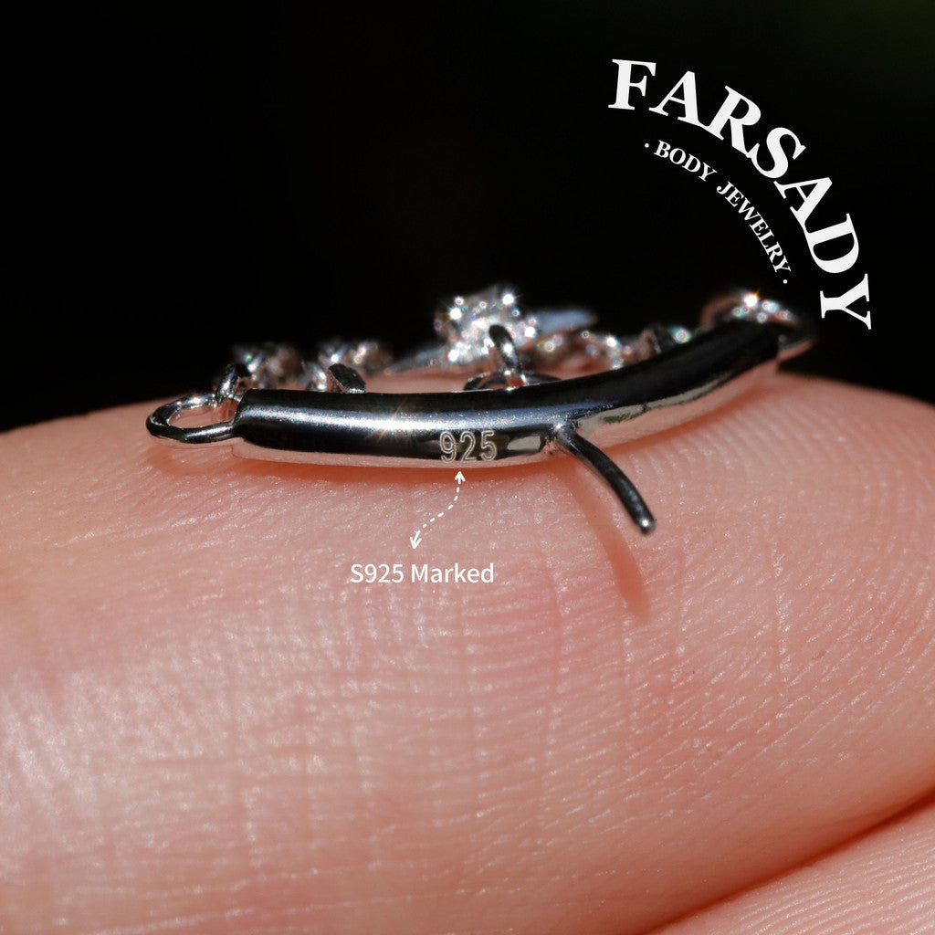 Captive Polaris - Sterling Silver Push In Stud / Fits Vertical Helix  Hidden Rook Piercing Jewelry
