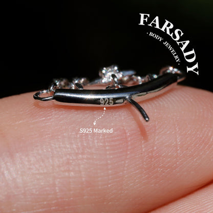 Captive Polaris - Sterling Silver Push In Stud / Fits Vertical Helix  Hidden Rook Piercing Jewelry