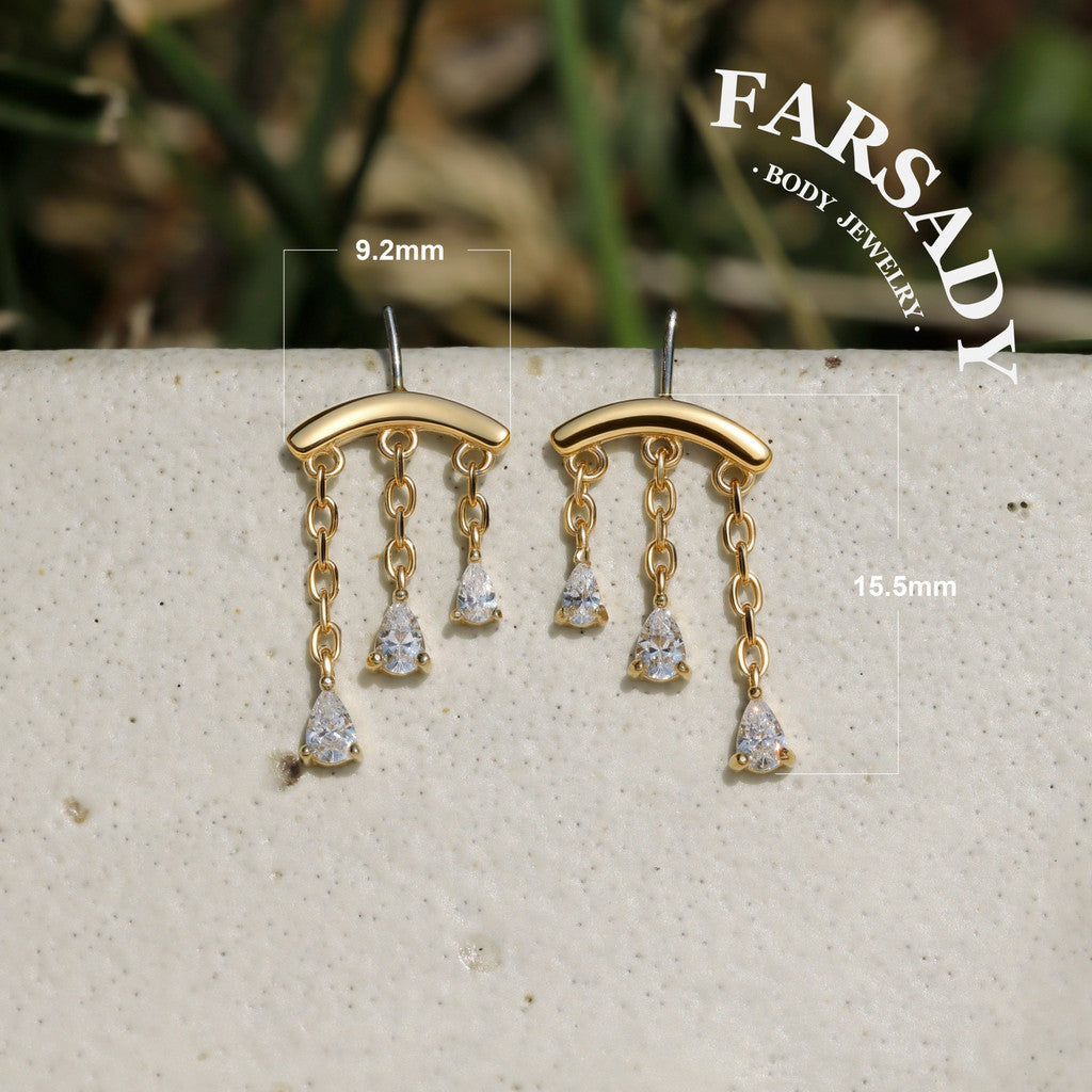 Triad Tear - Sterling Silver Push In Stud