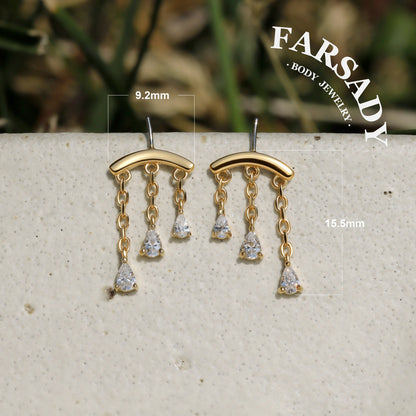 Triad Tear - Sterling Silver Push In Stud