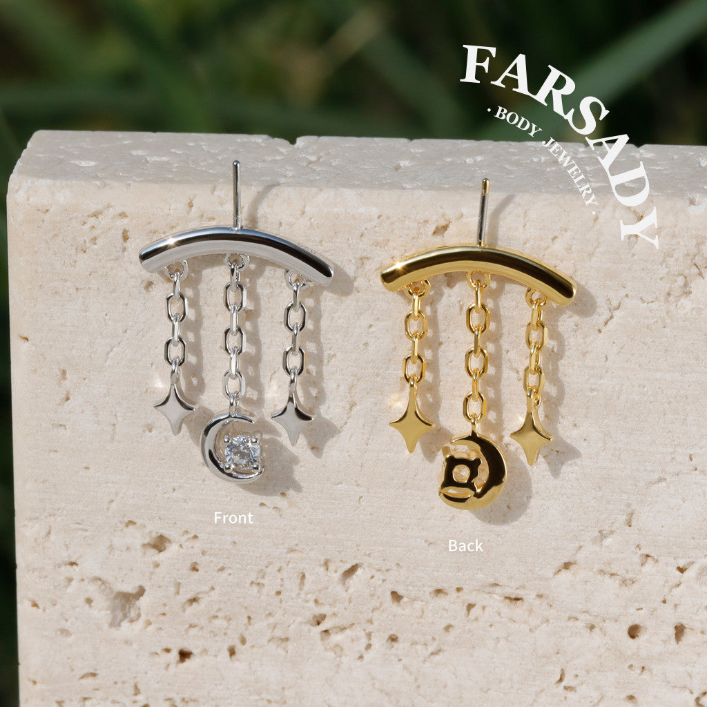 Argent Crescent - Sterling Silver Push In Stud