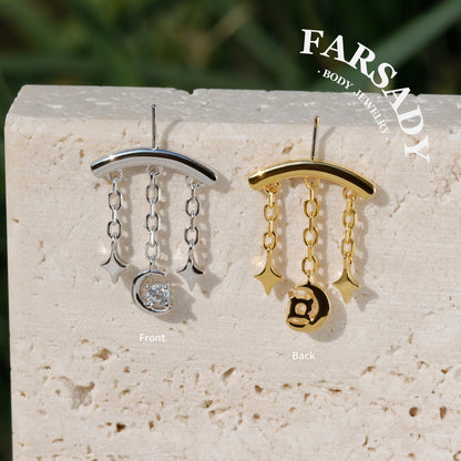 Argent Crescent - Sterling Silver Push In Stud