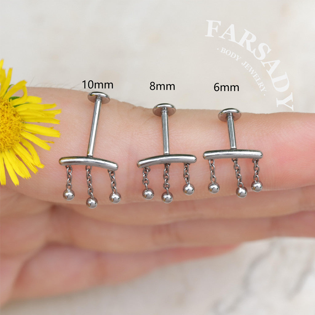 16G 18G Titanium Mini Ball Dangle Stud Earring | Internal Threaded 5mm 6mm 8mm 10mm Post | Helix Tragus  Piercing Jewelry | Easy Insert & Remove Daily Wear with Gift Box