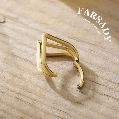 Triple Golden Vortex - ASTM F136 Titanium Hinged Clicker Hoop / Fits 16G Septum Ring Helix Conch Cartilage Earring
