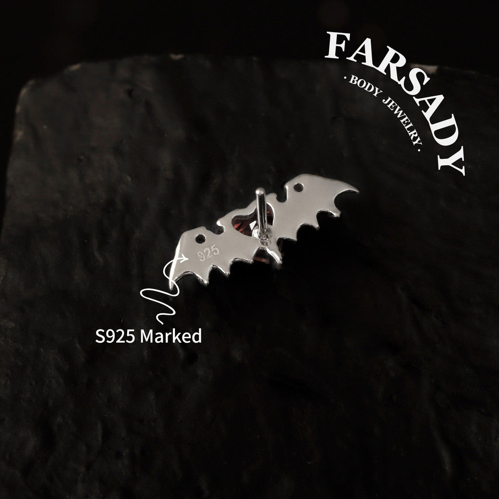 Crimson Heartwing - 925 Silver Threadless Stud / Fits Cartilage Helix Tragus Lobe Earring