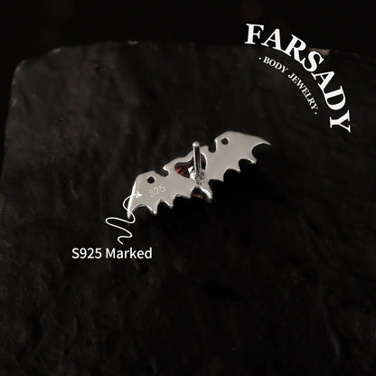 Crimson Heartwing - 925 Silver Threadless Stud / Fits Cartilage Helix Tragus Lobe Earring