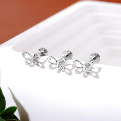 Hollow Wing - F136 Titanium Internally Threaded Stud / Fits Cartilage Helix Tragus Lobe Nostril Piercing