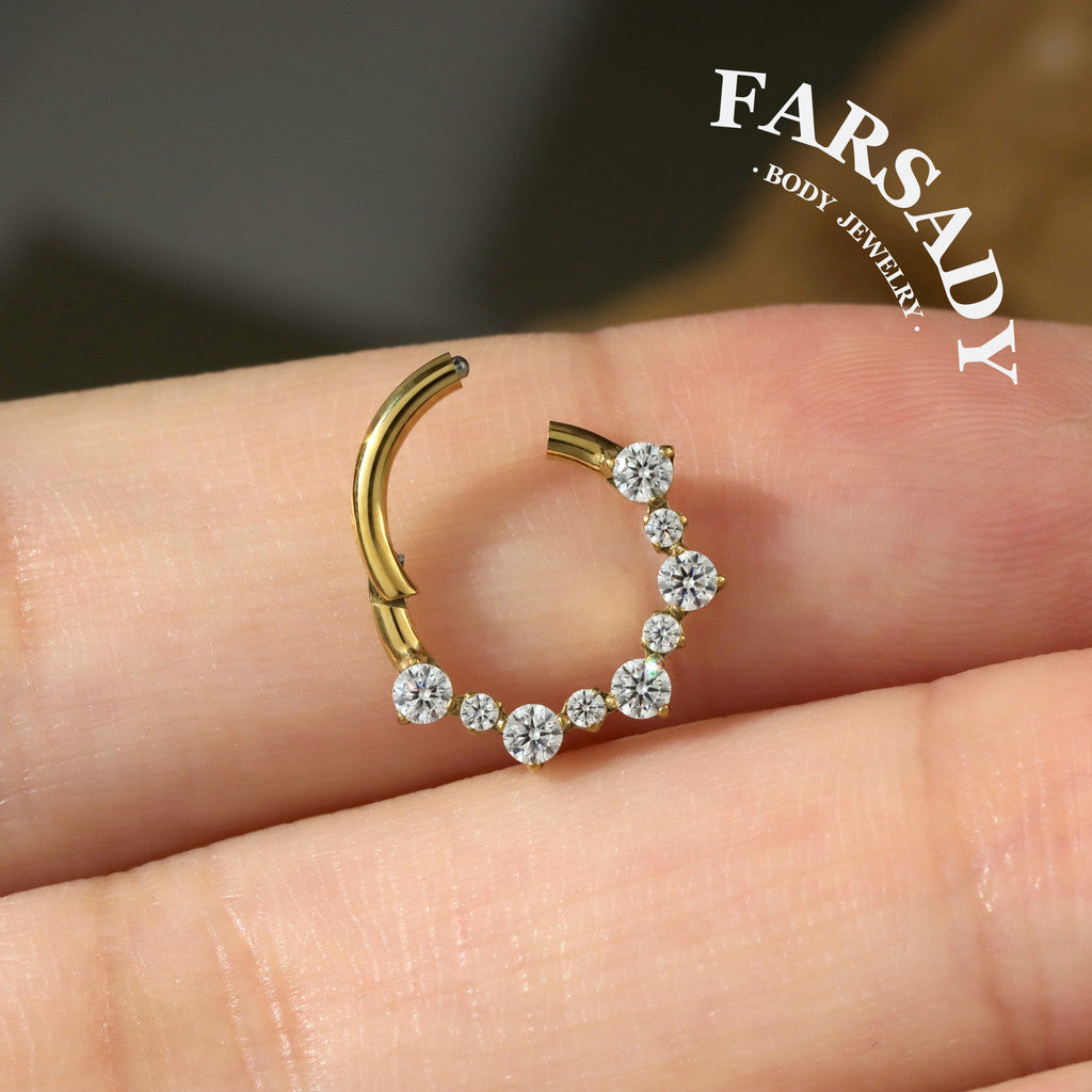 Stellar Wreath - F136 Titanium Hinged Clicker Hoop / Fits 16G Septum Ring Helix Conch Cartilage Earring