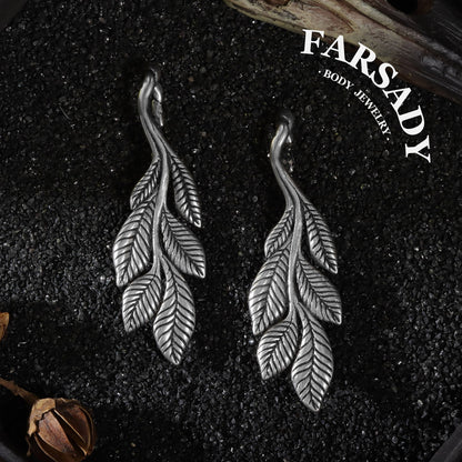 Thin Leaf - 316L Hanging Style Ear Weights / Fits 4G 2G Stretched Ear Lobes Tunnels Plugs