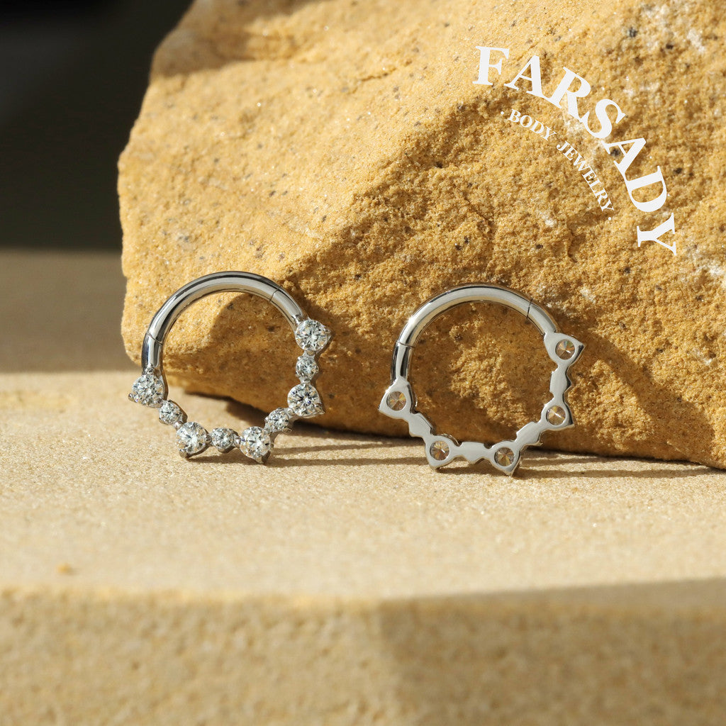 Stellar Wreath - F136 Titanium Hinged Clicker Hoop / Fits 16G Septum Ring Helix Conch Cartilage Earring