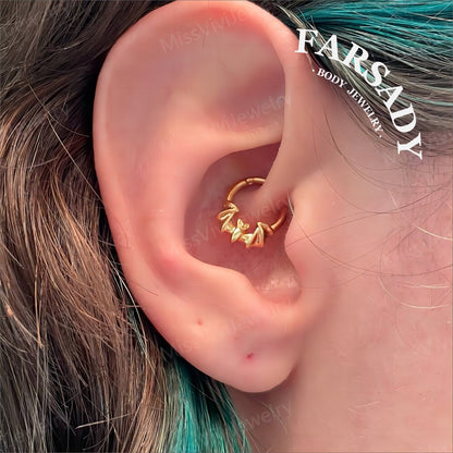 16G Bat Septum Ring Hinged Daith Earring Shine Nostril Clicker Nose Hoop Silver Gold Black Colors Daily Wear Piercing Jewelry Individually Packaged Gift for Her