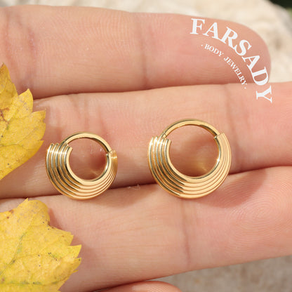 16G Titanium 5 Tier Septum Ring Hoop Earring Elegant Minimalist Piercing For Septum Helix Conch Daily Wear Body Jewelry With Gift Packaging