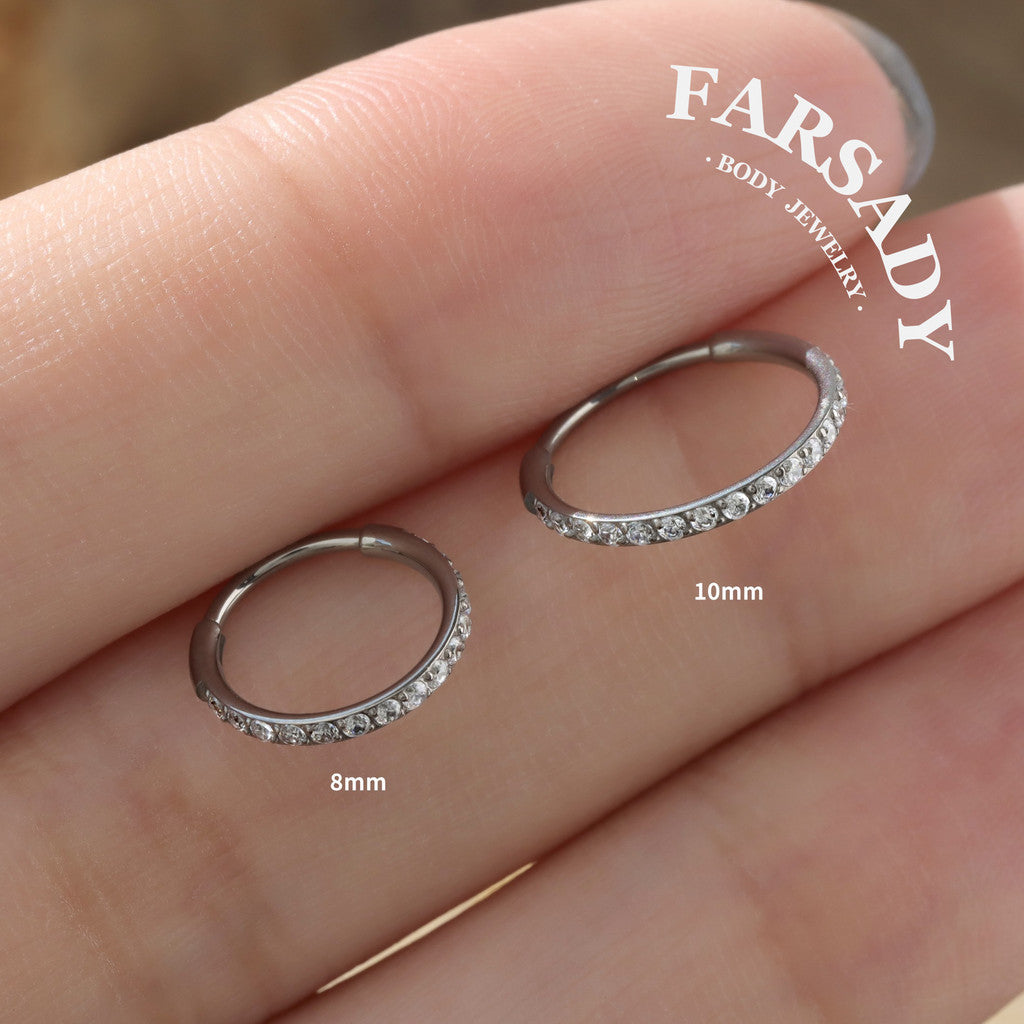 Titanium Conch Earring Hoops - 16G/18G/20G Hinged CZ Piercing Jewelry Cartilage Earring Helix Rook Tragus Daith 6mm/8mm/10mm