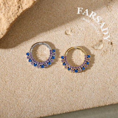 16G S925 Star sea Septum Ring, 16G Celestial Daith Hoop Earring, Sterling Silver Septum Clicker, Helix Ring Gold, Star Septum Piercing Jewelry | Sparkling Daily Wear with Gift Box