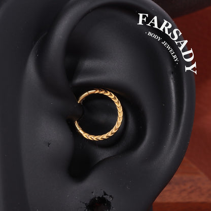 Twist Weave - ASTM F136 Titanium Hinged Clicker Hoop / Fits 16G Septum Ring Helix Conch Cartilage Earring
