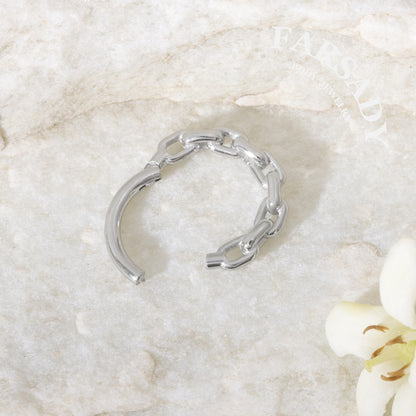 Chain Loop - CZ Hinged Clicker Hoop / Fits 16G Septum Ring Helix Conch Cartilage Earring
