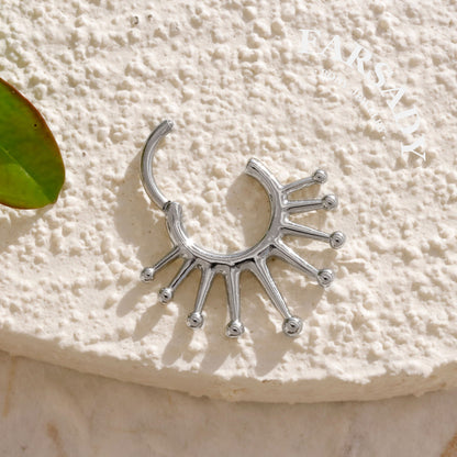 Ray Halo - 316L Hinged Clicker Hoop / Fits 16G Septum Ring Helix Conch Cartilage Earring