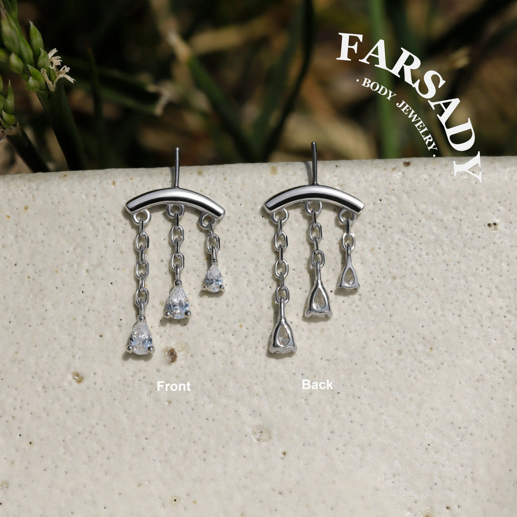 Triad Tear - Sterling Silver Push In Stud