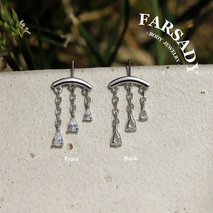 Triad Tear - Sterling Silver Push In Stud