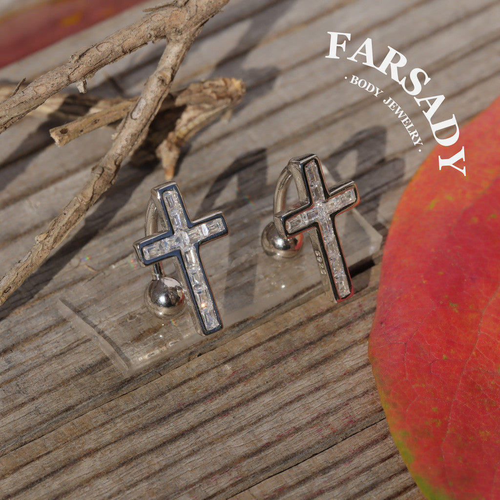 14G S925 Sterling Silver Cross CZ Belly Button Ring 6mm 8mm 10mm 12mm Bar Length Navel Piercing Elegant Daily Wear Jewelry With Gift Box