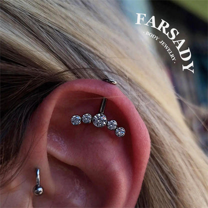 Stellar Arch - F136 Titanium Internally Threaded Stud / Fits Vertical Helix Hidden Rook Earring