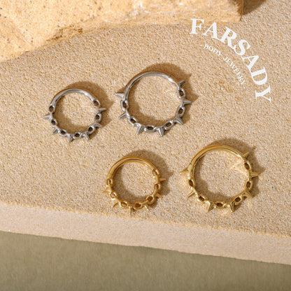 Spike Chain - F136 Titanium Hinged Clicker Hoop / Fits 16G Septum Ring Helix Conch Cartilage Earring