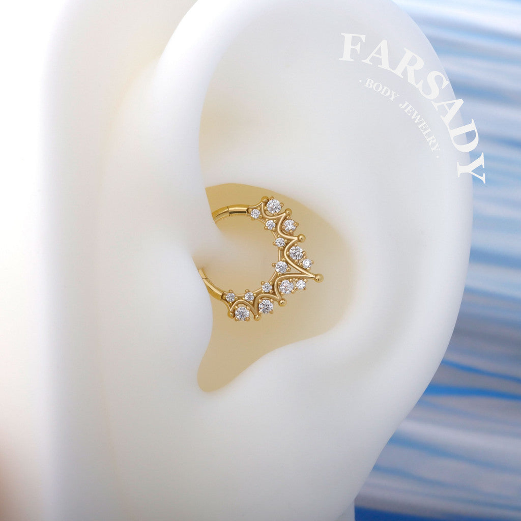 16G star septum ring Sterling Silver septum clicker, 8mm daith earring hoop silver, gold helix tragus hoop, septum piercing jewelry Handmade