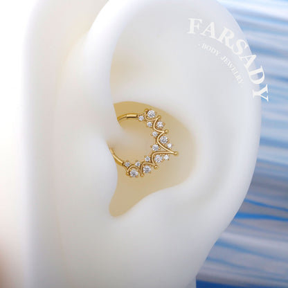 16G star septum ring Sterling Silver septum clicker, 8mm daith earring hoop silver, gold helix tragus hoop, septum piercing jewelry Handmade