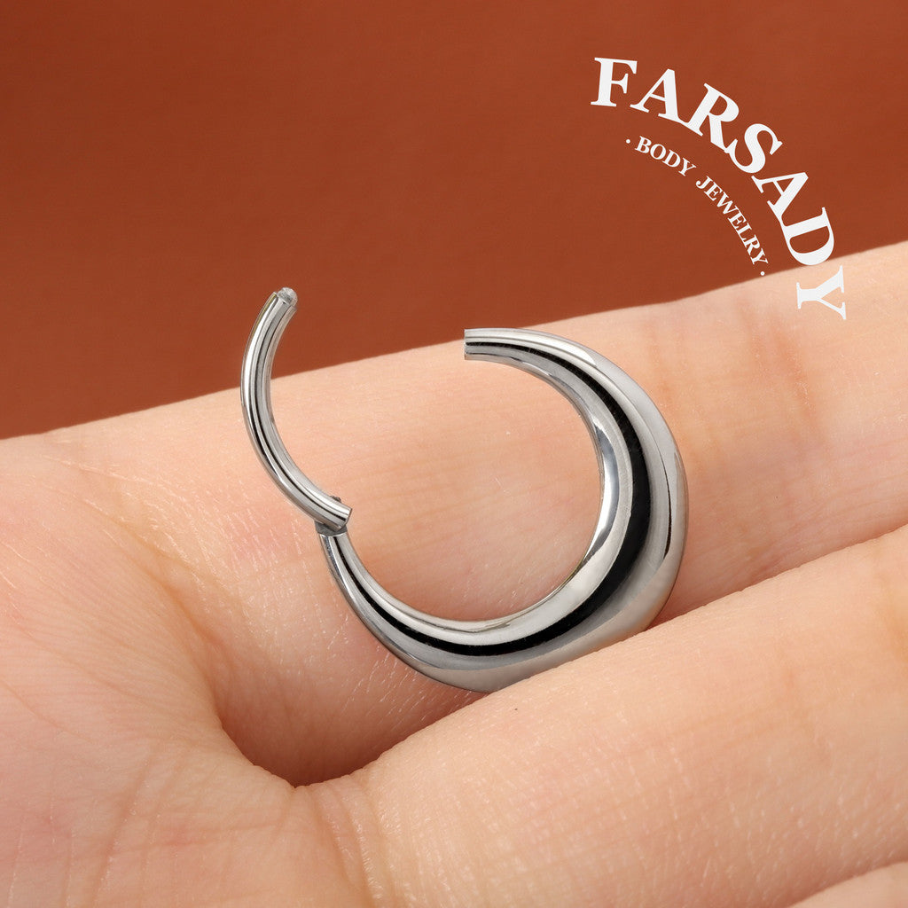 16G Titanium Moon Septum Ring  Hinged Nose Piercing Hoop Daith Helix Earring Daily Wear Accessories Gift Ready for Present Giving
