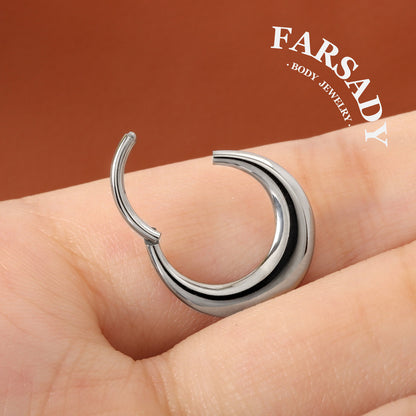 16G Titanium Moon Septum Ring  Hinged Nose Piercing Hoop Daith Helix Earring Daily Wear Accessories Gift Ready for Present Giving
