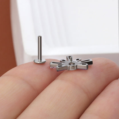Lavender Burst- F136 Titanium Internally Threaded Stud / Fits Cartilage Helix Tragus Lobe Piercing