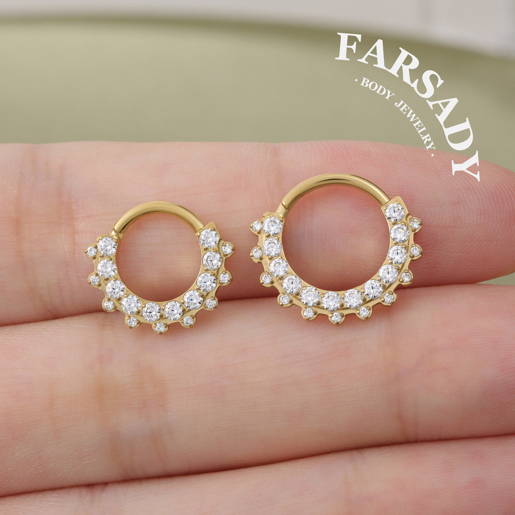 Star Wreath - ASTM F136 Titanium Hinged Clicker Hoop / Fits 16G Septum Ring Helix Conch Cartilage Earring