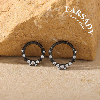 Lunar Constellation - F136 Titanium Hinged Clicker Hoop / Fits 16G Septum Ring Helix Conch Cartilage Earring
