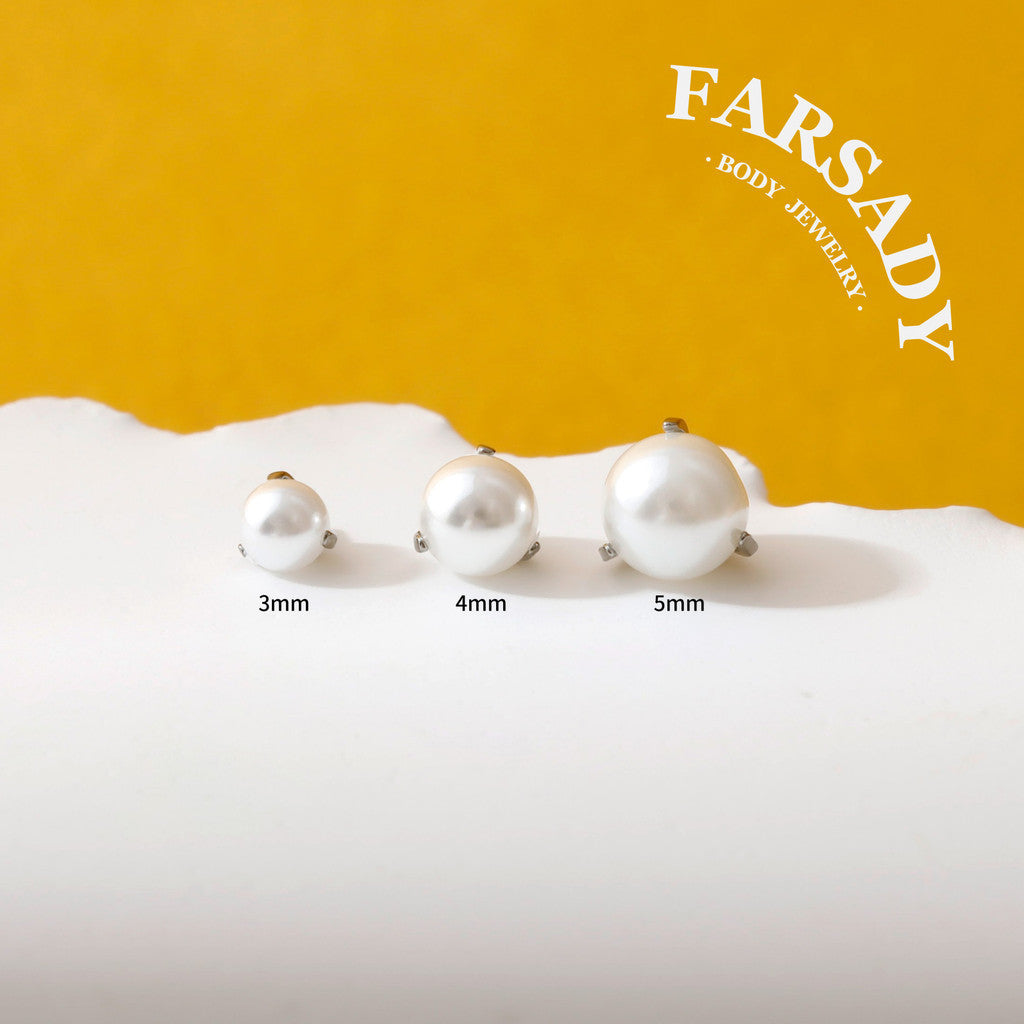 Lunar Pearl - Titanium Replacement Tops / Fits Internal Thread Ear Studs