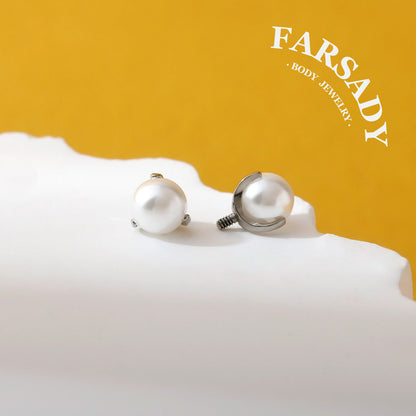 Lunar Pearl - Titanium Replacement Tops / Fits Internal Thread Ear Studs