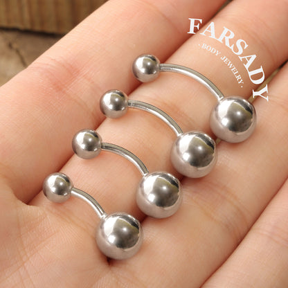 Dual Sphere - 925 Silver Belly Button Ring / Fits 14G Navel Piercing