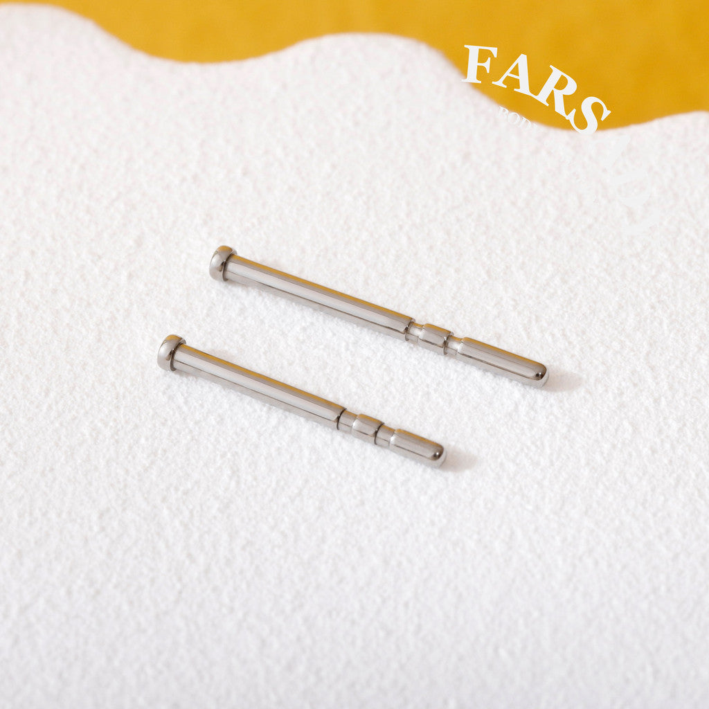 F136 Titanium Threadless Push-In Flat Back Labret Post - 20G Threadless Ear Stud Cartilage Piercing Ear Bar