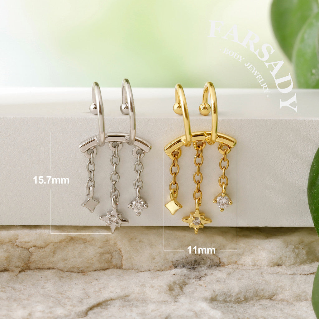 Stellar Fringe- 316L Fake Helix Earring C-Hoop Piercing