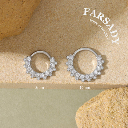 Star Wreath - ASTM F136 Titanium Hinged Clicker Hoop / Fits 16G Septum Ring Helix Conch Cartilage Earring