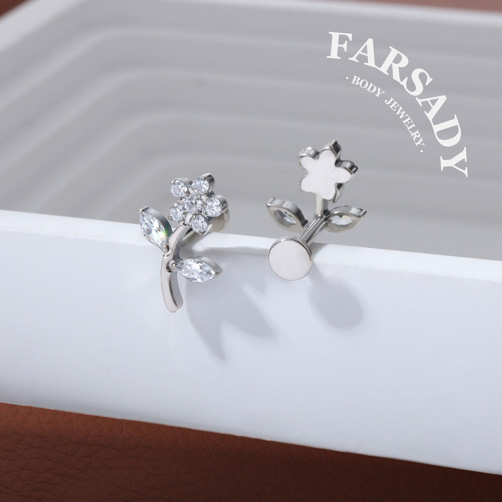 Sprout Bloom - F136 Titanium Internally Threaded Stud / Fits Cartilage Helix Tragus Lobe Piercing