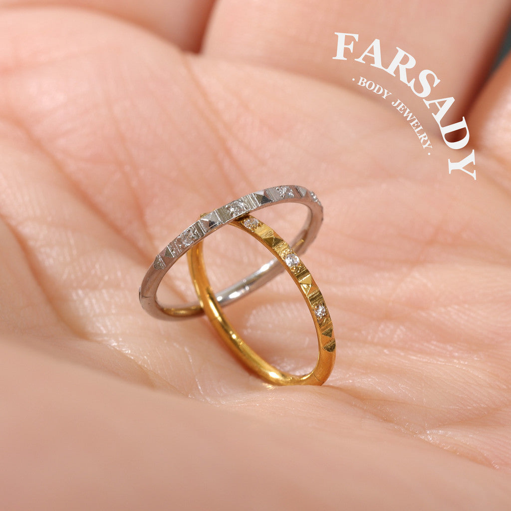 Facet Rhythm - CZ Hinged Clicker Hoop / Fits 18G Nose Ring Helix Conch Cartilage Earring