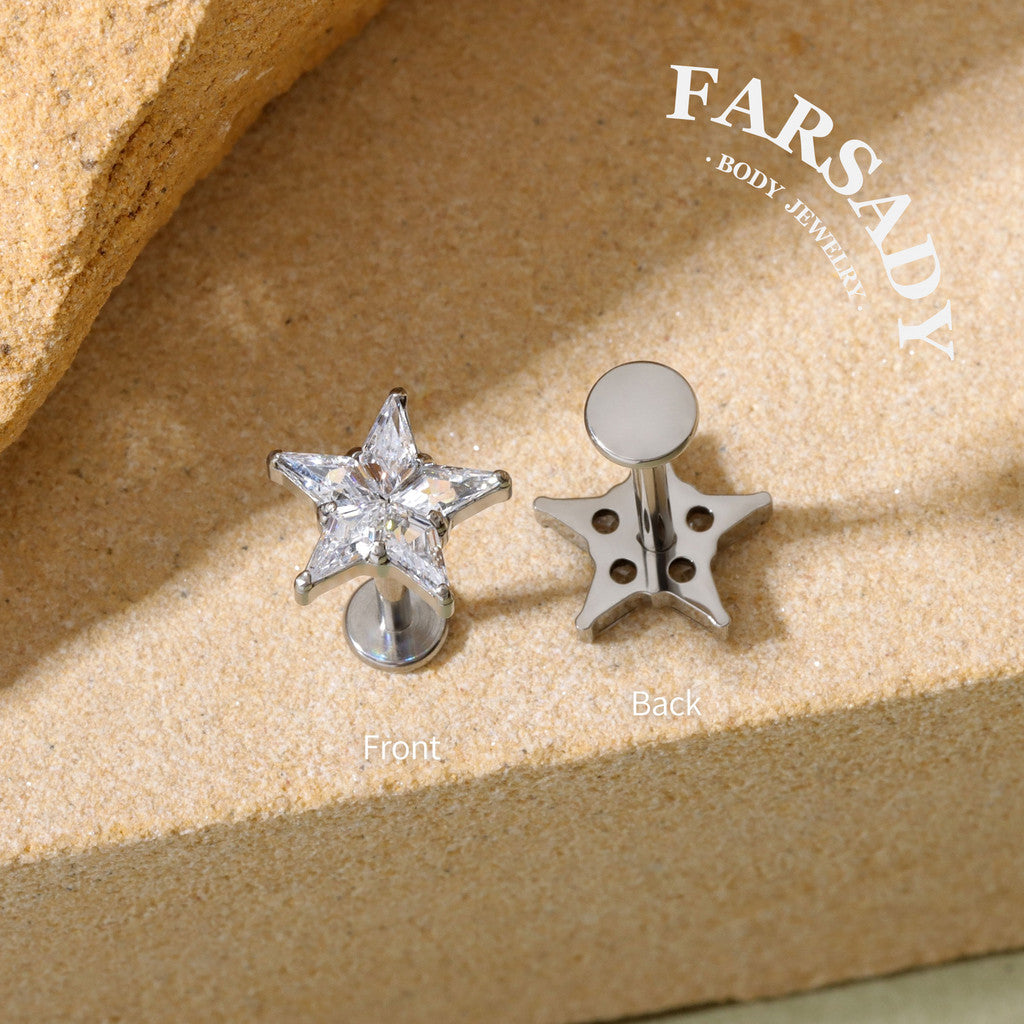 Stellar Prism - F136 Titanium Internally Threaded Stud / Fits Cartilage Helix Tragus Lobe Nostril Piercing