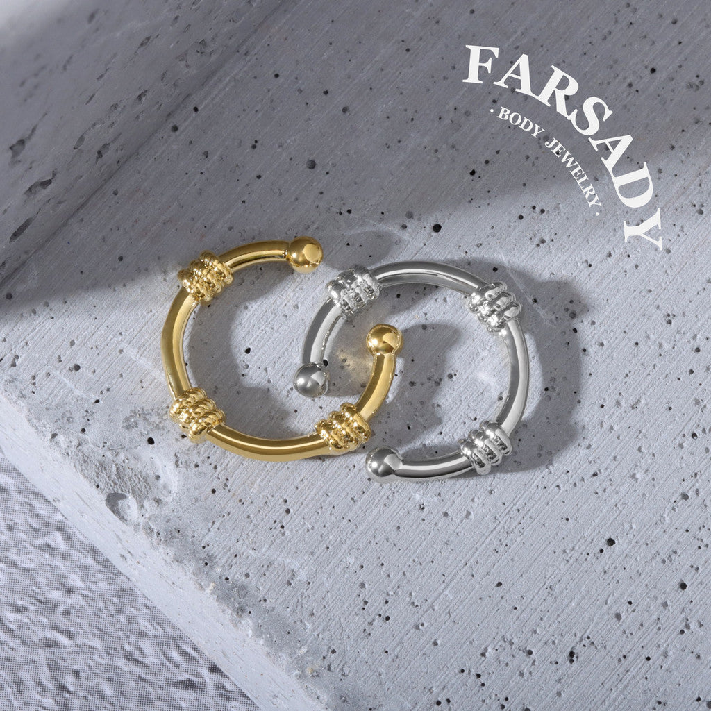 Knotted Golden Arc - 316L Fake Nose Ring C-Hoop Piercing / Fit Non-Pierced Septum Ring