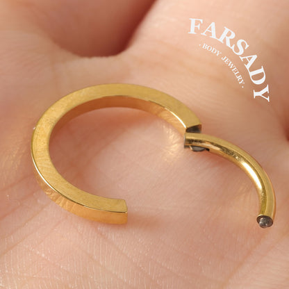 Rect Edge - ASTM F136 Titanium Hinged Clicker Hoop / Fits 16G Septum Ring Helix Conch Cartilage Earring / Elegant Minimal Piercing, Hypoallergenic Jewelry for Sensitive Skin
