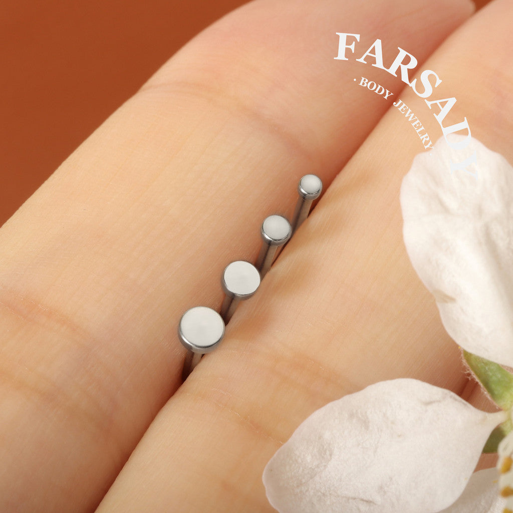 Mini Flat Orb - F136 Titanium L Shape Stud / Fit 18G Nose Ring